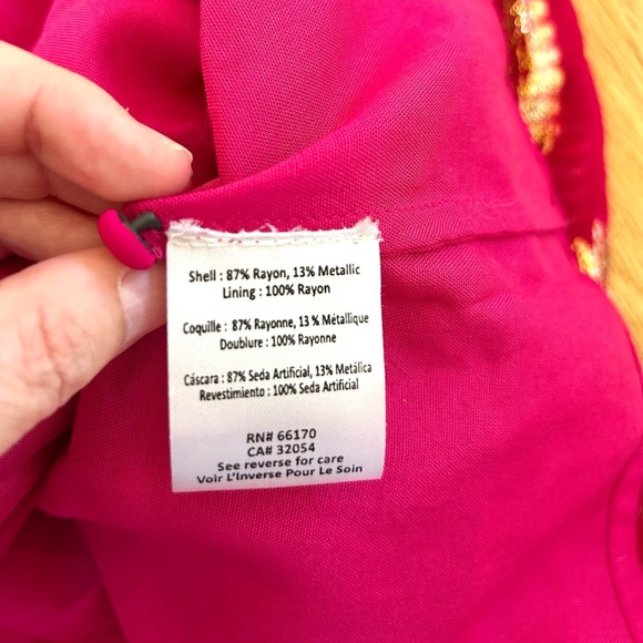 HEMANT & NANDITA anthropologie metallic maxi dress magenta pink gold size 4 - Picture 11 of 14